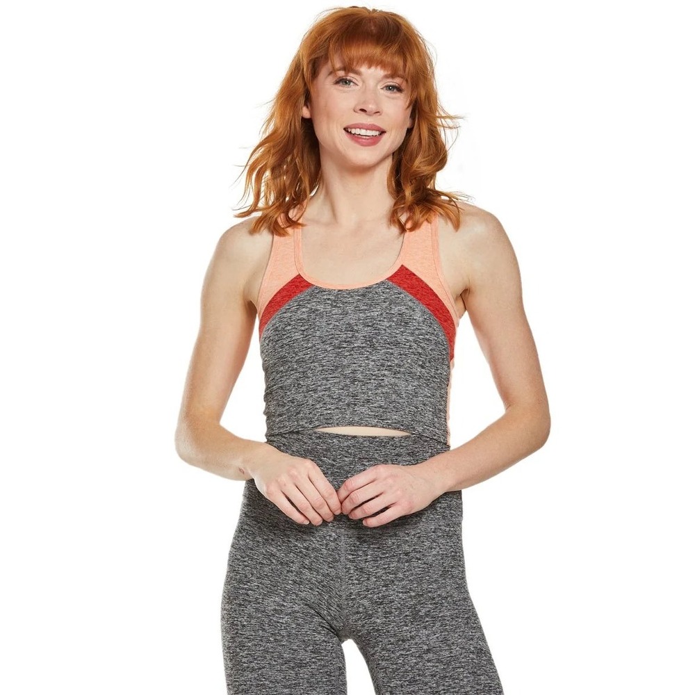 Beyond Yoga Tank Top Crop Peach Grey Colorblock Active Gym Womens Medium